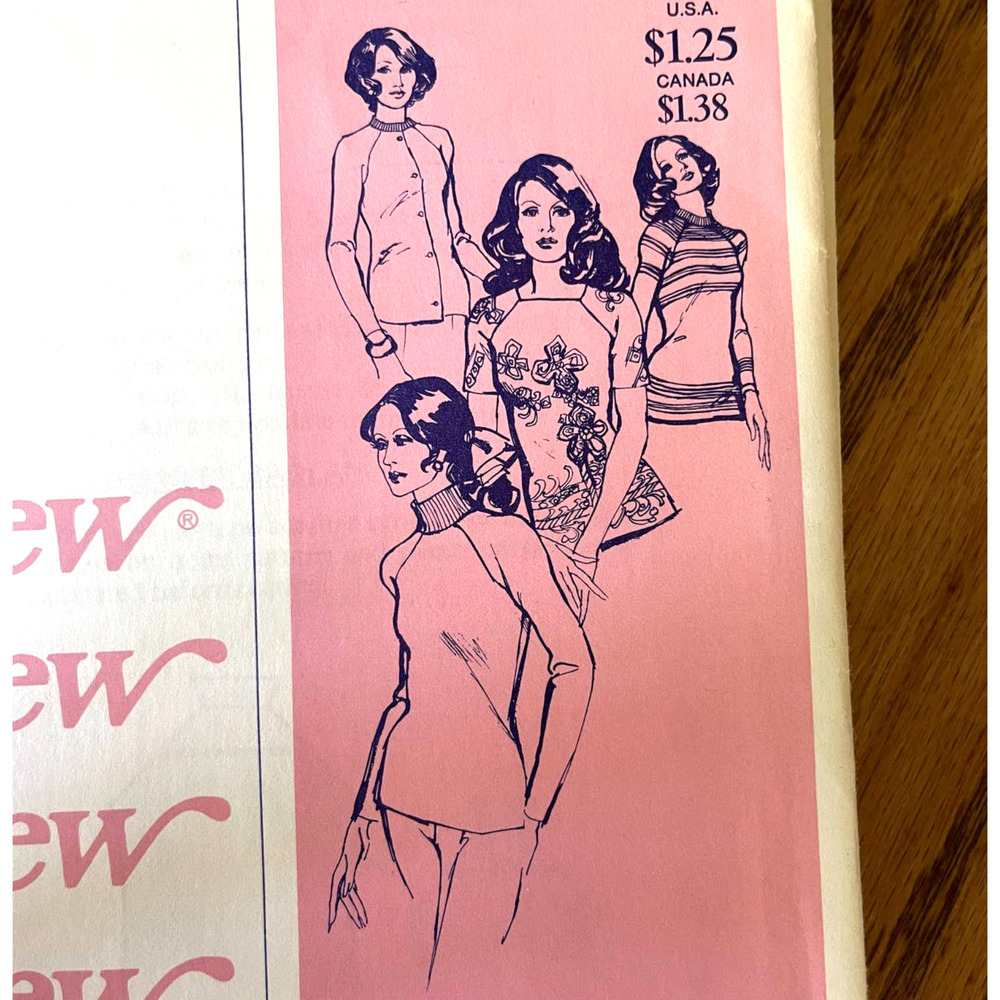 UNCUT Vintage 1970s Stretch & Sew 200 Sewing Pattern Size XXS-XXL Top & Sweater